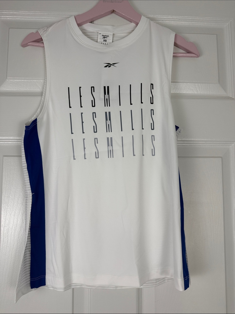 NWT Reebok White & Blue LES MILLS Women’s Sleeveless Muscle Tee XS